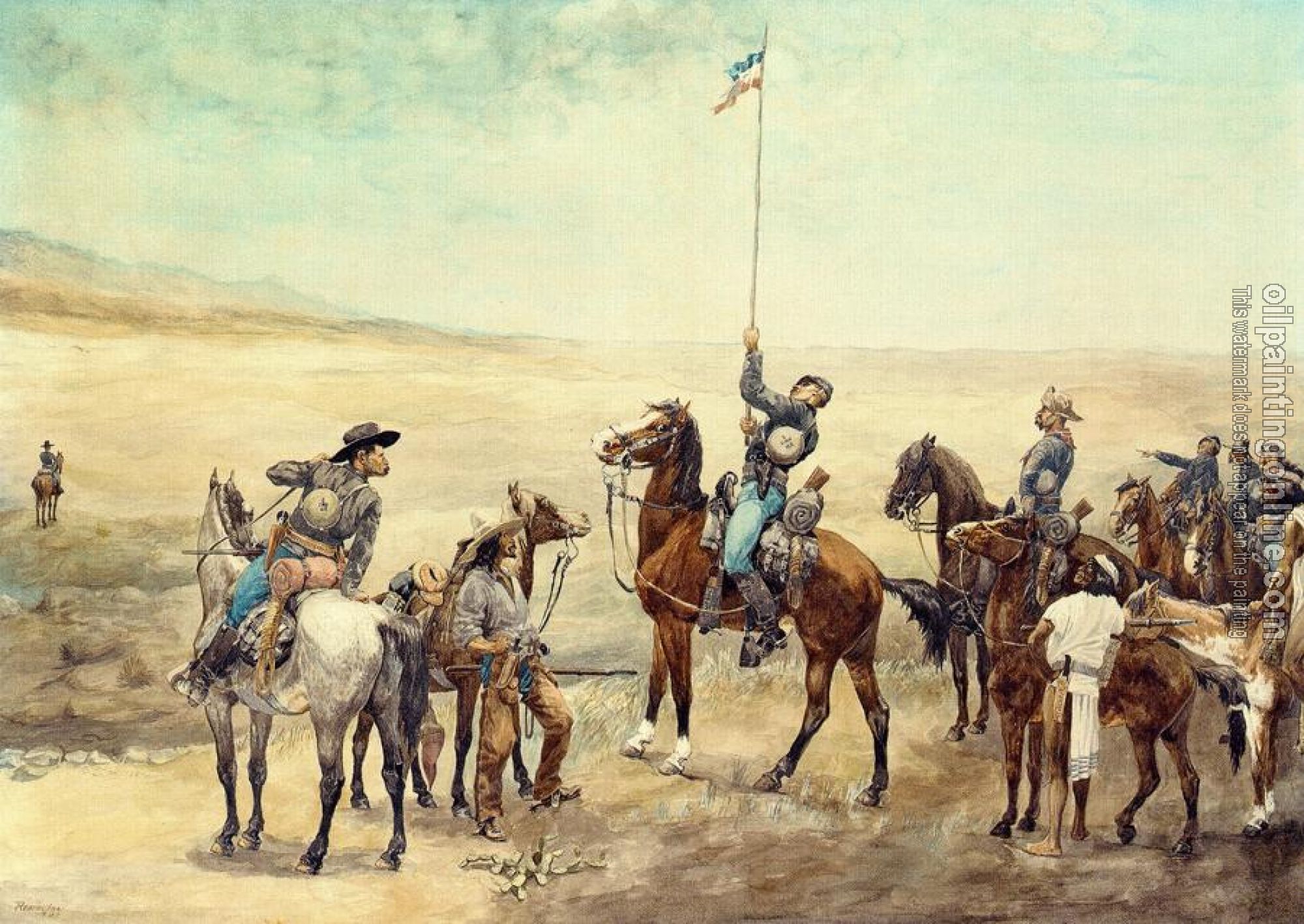 Frederic Remington - Signaling the Main Command